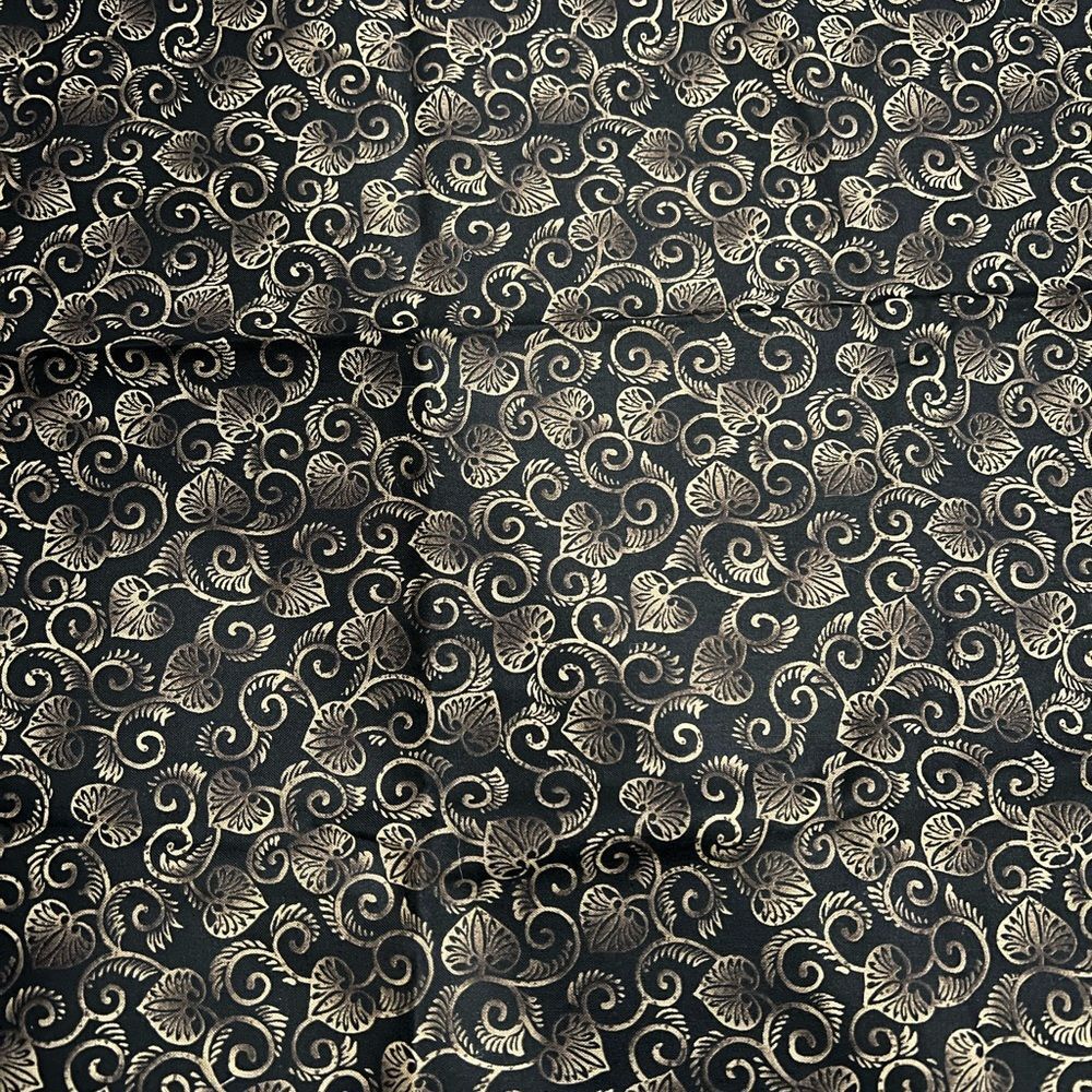 Fall Thanksgiving Fabric - Black/Brown Swirl Pattern - 21" x 42"